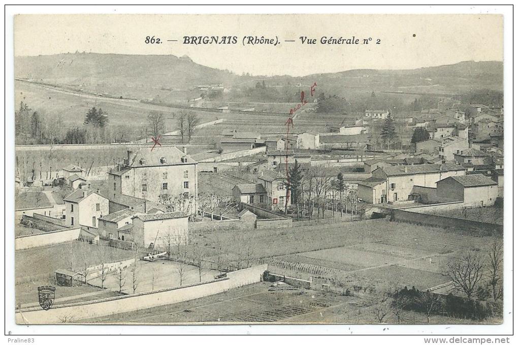 CPA -BRIGNAIS -VUE GENERALE N° 2 -Rhône (69) -Circulé 1911 - Brignais