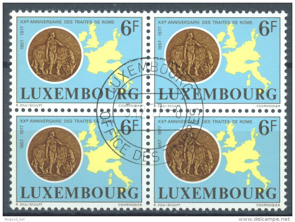 LUXEMBURG  - 5.12.1977 - USED/OBLIT. FIRST DAY BLOC OF 4 WITH GUM - TRAITE DE ROME - Mi 956 Yv 906 - Lot 9222 - Oblitérés