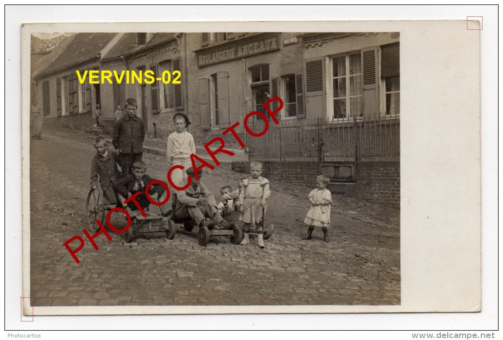 VERVINS-Course De VOITURES-ENFANTS-Carrioles-JEUX-Animation-Boulangerie-Carte Photo Allemande-Guerre14-18-1WK-Type-02- - Vervins