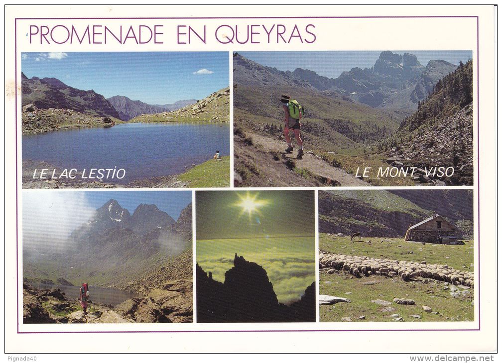 Cp , 05 , LE QUEYRAS , Le Lac Lestio (2510 M.) , Le Mont Viso (3841 M.), Le Versant Italien , Le Refuge Balif-Viso - Autres & Non Classés