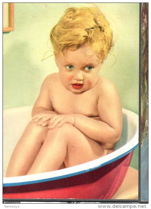 1958 BAMBINA FA IL BAGNETTO LITTLE GIRL BATHES SEE SCAN - Portraits