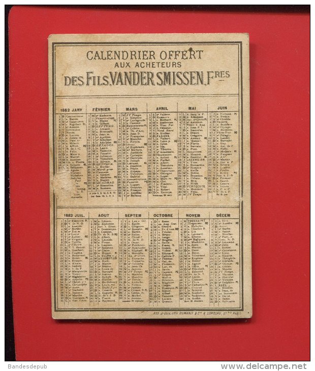 CHROMO CALENDRIER  COMPLET OFFERT  FILS VANDER SMISSEN FRERES 1882 JOUERS  JEU QUILLES BOULE  LITH ROMANET - Petit Format : ...-1900