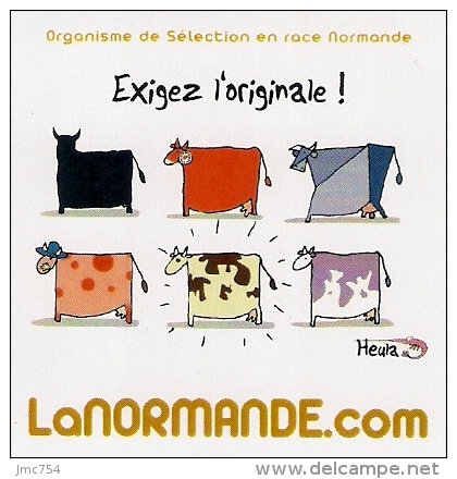 Magnet LA NORMANDE.   HEULA.   Vaches.   Humour. - Humor