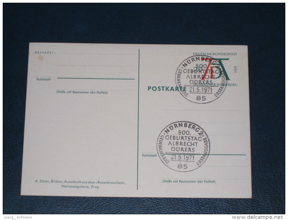 Germany Deutschland Bund Ganzsache Postal Stationery 1971 Albrecht Dürer Gemälde Used Gebraucht - Cartoline Illustrate - Usati