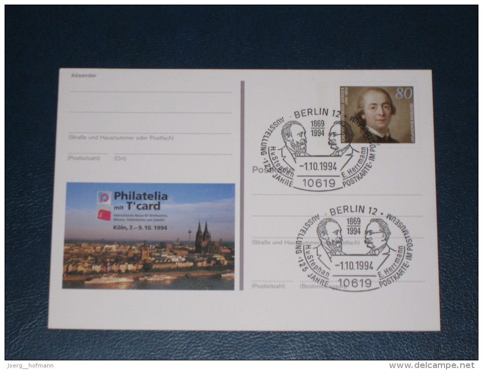 Germany Deutschland Bund Ganzsache Postal Stationery 1994 Berlin Gottfried Herder Philatelia  Used Gebraucht - Geïllustreerde Postkaarten - Gebruikt