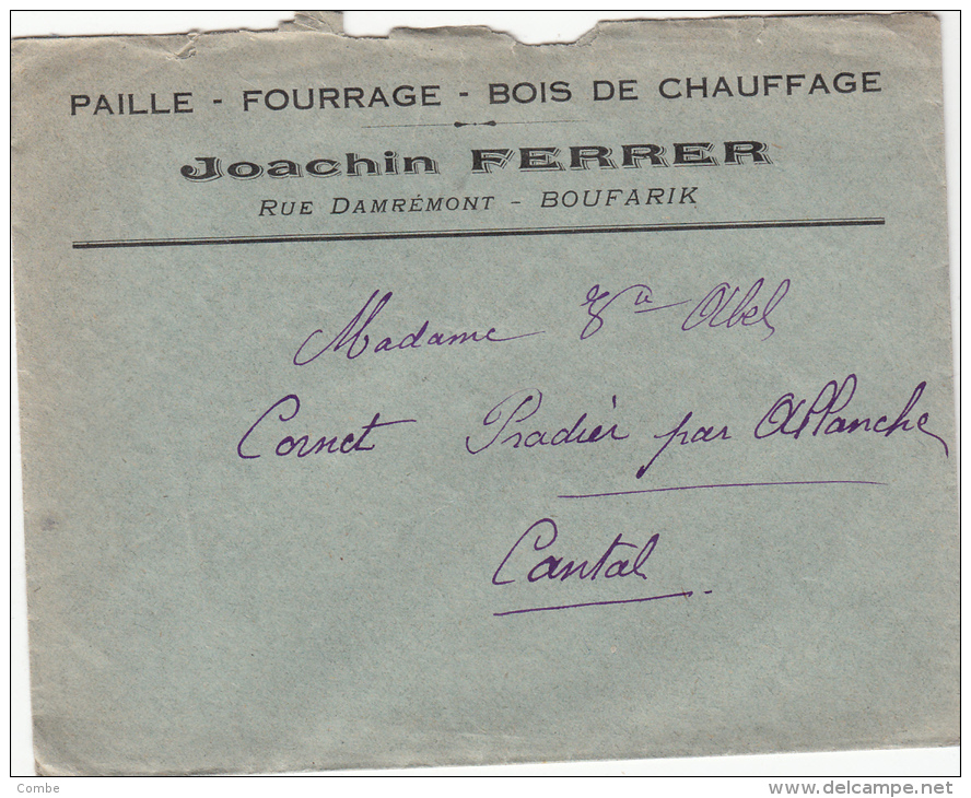 1936 LETTRE  ALGERIE BOUFARIK Pour La FRANCE, JOACHIN FERRER PAILLE FOURAGE/ 4722 - Lettres & Documents