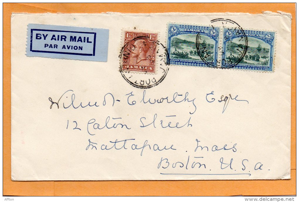 Jamaica 1938 Cover Mailed To USA - Jamaica (...-1961)