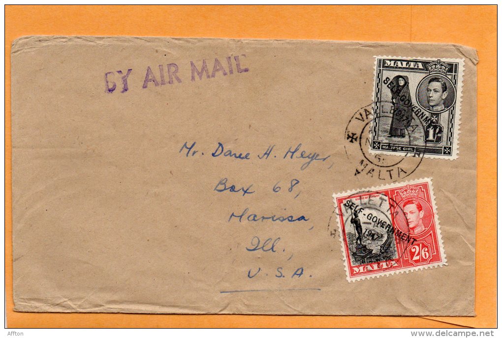 Malta 1947 Cover Mailed To USA - Malta (...-1964)