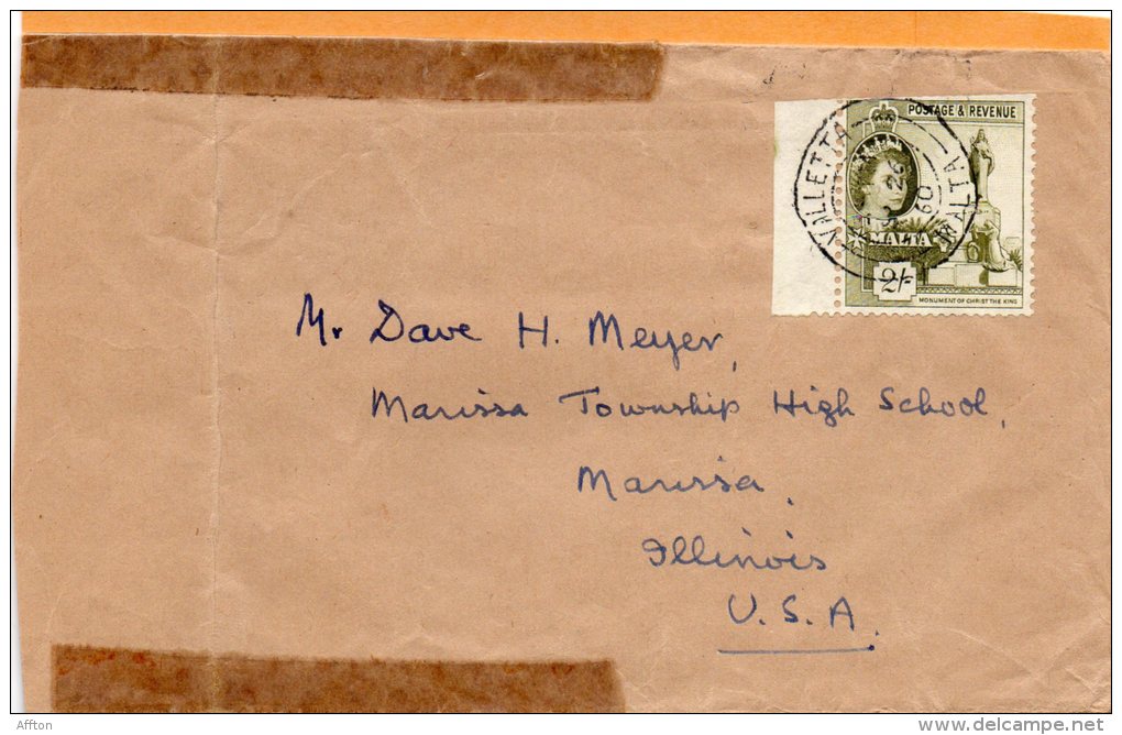 Malta 1960 Cover Mailed To USA - Malta (...-1964)