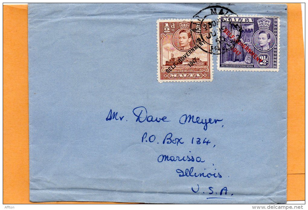 Malta Old Cover Mailed To USA - Malta (...-1964)