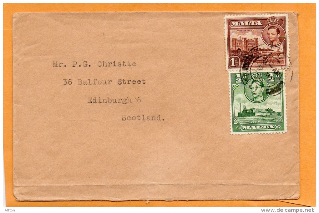 Malta 1939 Cover Mailed To Scotland - Malte (...-1964)