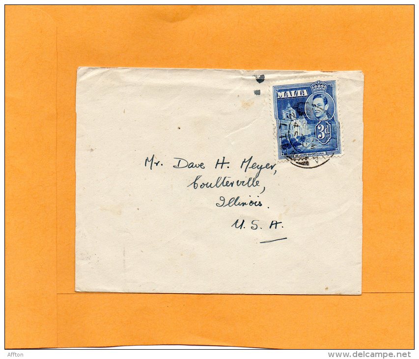 Malta Old Cover Mailed To USA - Malta (...-1964)