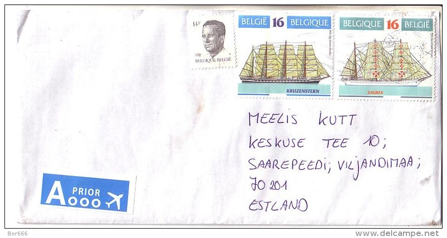 GOOD Postal Cover BELGIUM To ESTONIA 2013 - Nice Stamped: King ; Ships - Covers & Documents