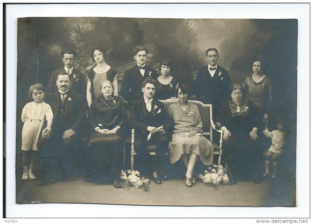 Mariage, André Mercier, Maria, Famille, Photo, Carton,11x16, Dos Piqueté Et Auréole, Voir Les Deux Photos, A IDENTIFIER. - To Identify