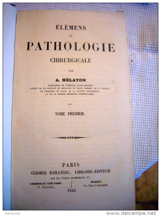 Pathologie chirurgicale 5 tomes (1844 à 1859) Germer Bailliere