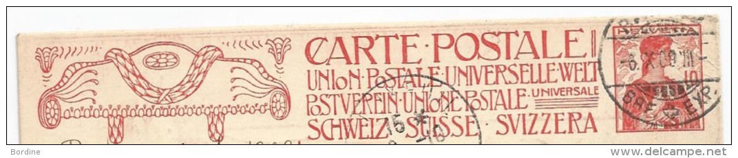 - Lettre - SUISSE - BALE - UNION POSTALE UNIVERSELLE - CP UPU - 10 Cmes - 1909 - RRR - Brieven En Documenten