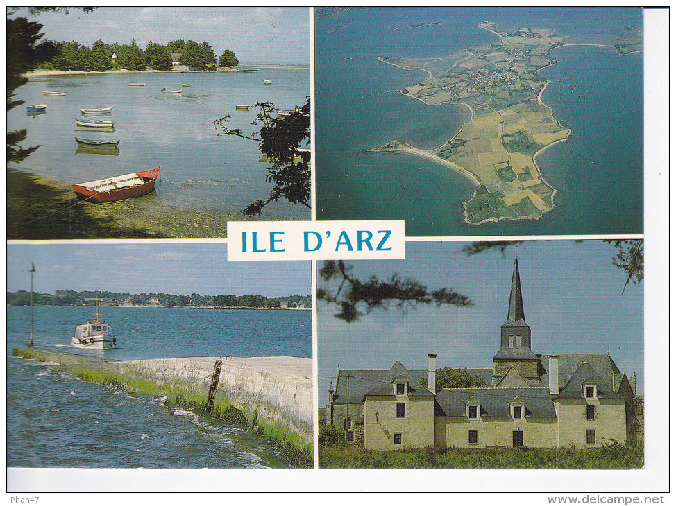 Île D'Arz (56), Petit Pont Pen Raz, Prieuré, Arrivée Du Bateau Au Port De Béluré, Barques, Embarcadère, Jetée - Ile D'Arz