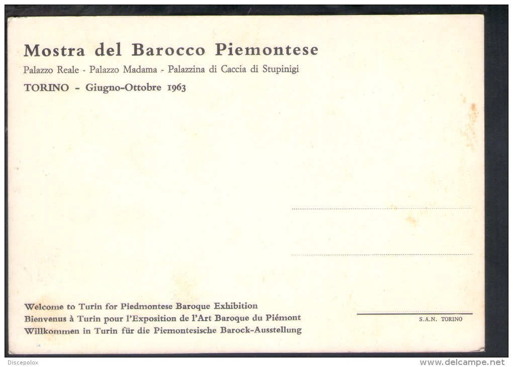 L931 Torino,  "mostra Del Barocco Piemontese " 1963 - Exibition, Exposition, Art, Kunst - Mostre, Esposizioni