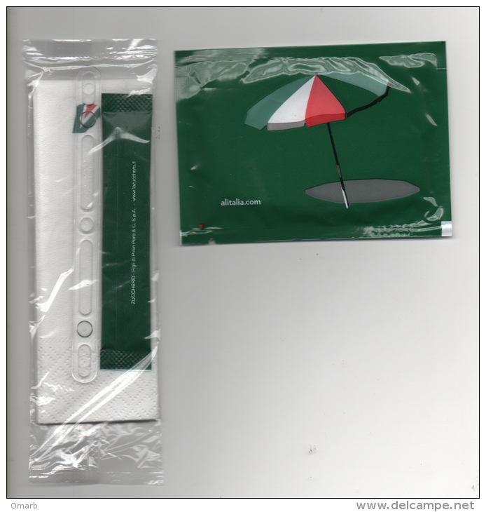 Zuc018 Alitalia,airline Avion Compagnia Aerea, Merchandising, Bustina Zucchero Azucar Sucre Sugar, Salvietta - Cadeaux Promotionnels