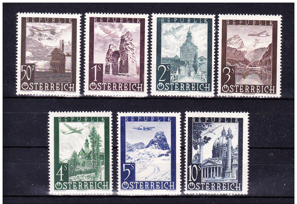 AUSTRIA   1947 , Landscapes    , Y&T  Air #  47/53  Cv  13.00 E , **  M N H , V V F - Nuovi