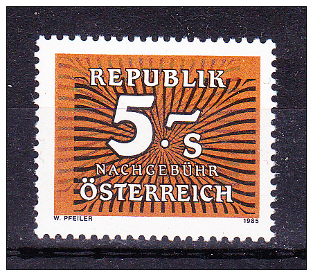 AUSTRIA   1985 ,  5 Sh  Perf 14    , Y&T  Taxe  #  254 Cv  1.10 E , **  M N H , V V F - Postage Due