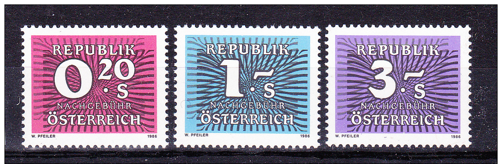 AUSTRIA   1986 ,    Y&T  Taxe  #  255/7  Cv  1.00 E , **  M N H , V V F - Postage Due