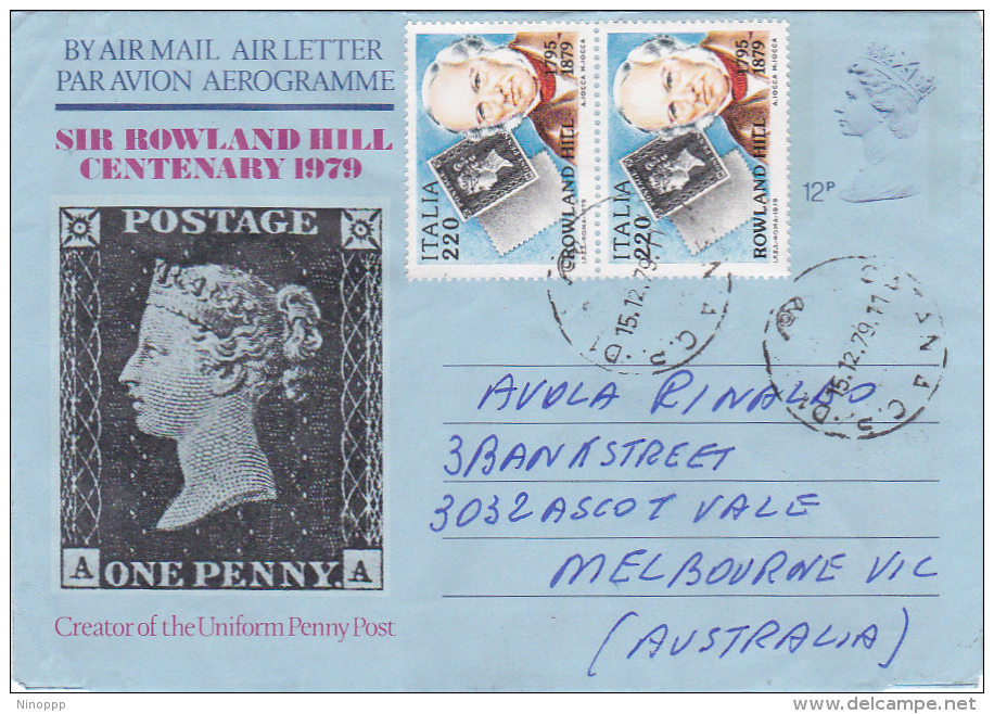 Italy 1979 Rowland Hill Air Letter Sent To Australia - Unclassified