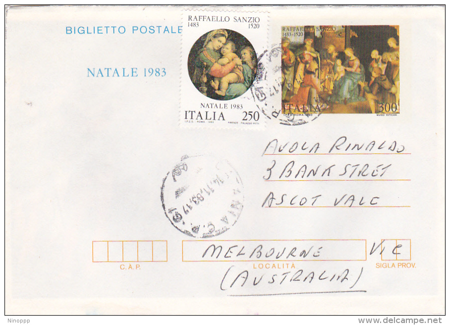 Italy 1983 Christmas Aerogramme Sent To Australia - Unclassified