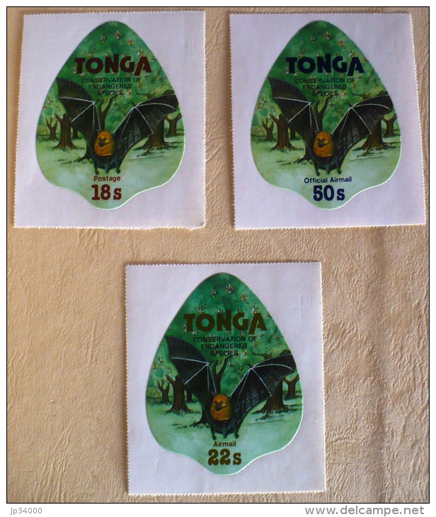 TONGA TONGA Chauve Souris, Bat, Muerciélago Yvert 440+PA 245+spa 133 Neuf Sans Charnière, MNH - Chauve-souris