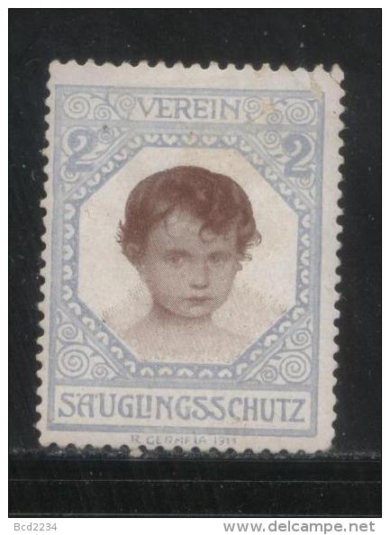 AUSTRIA 1911 INFANT PROTECTION LEAGUE FUND RAISING LABEL T3 HINGED MINT CINDERELLA - Personalisierte Briefmarken