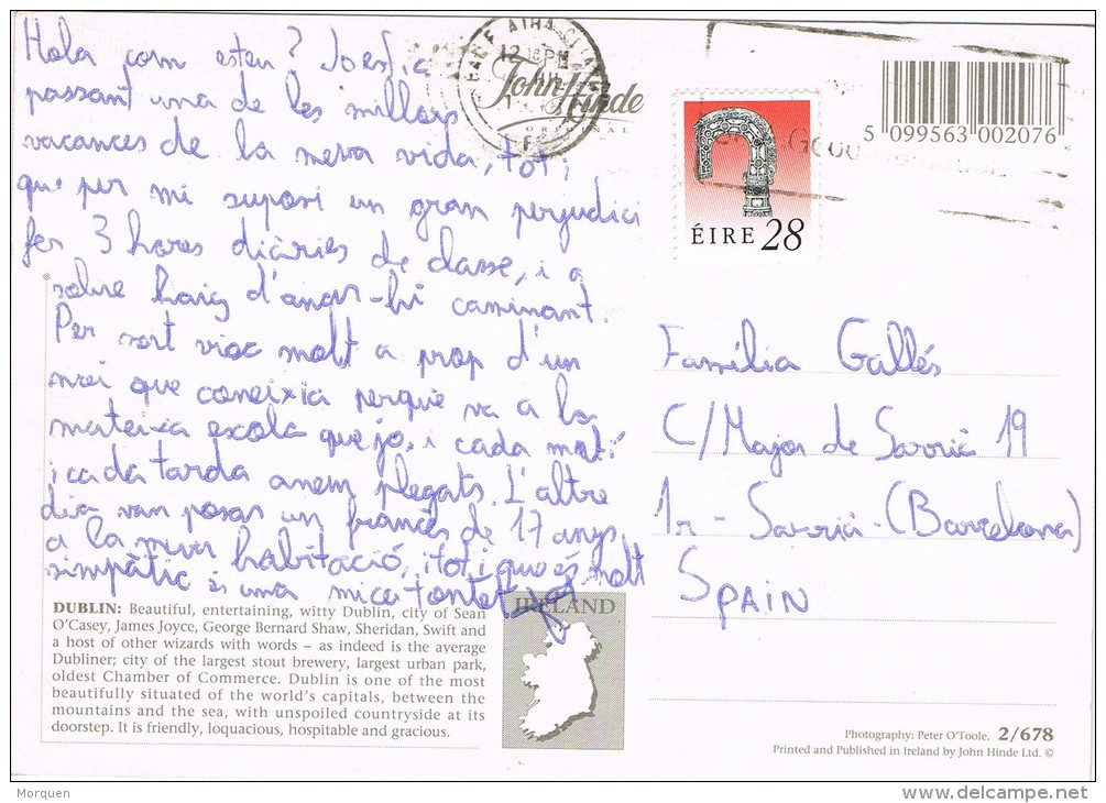 6695. Postal  DUBLIN (Irlanda) 1993. Vista - Cartas & Documentos