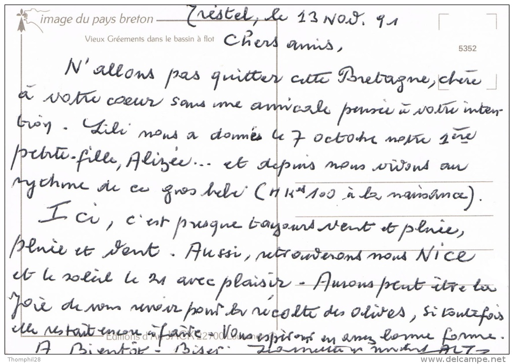 PAIMPOL - Vieux Gréements Dans Le Bassin à Flot - Images Du Pays Breton - Circulée En 1991, 2 Scans - Paimpol