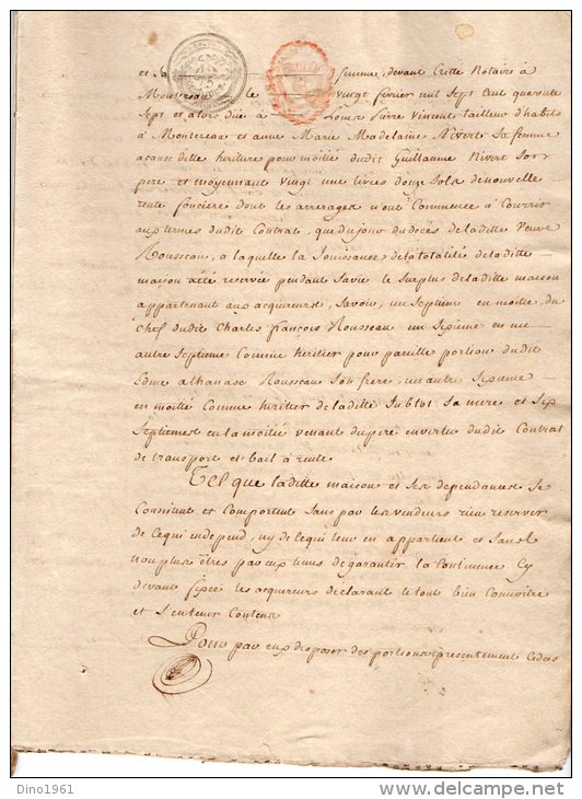 VP893 - MONTEREAU 1798 - Acte Vente D'une Maison Mrs ROUSSEAU - Timbri Generalità
