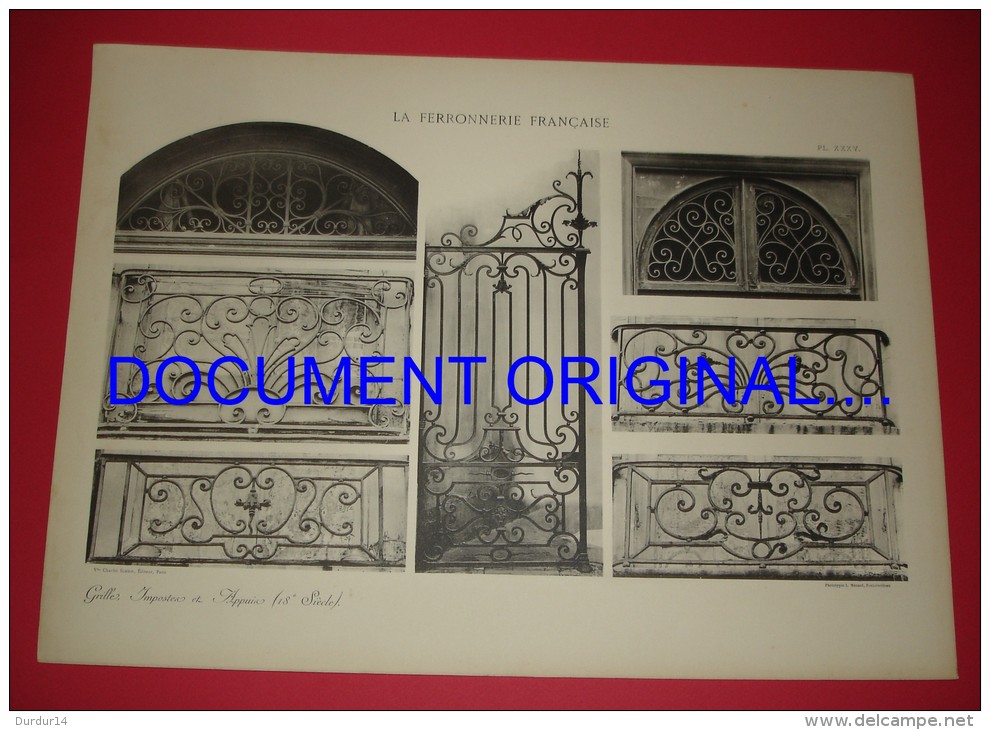 LA FERRONNERIE FRANÇAISE XVIIe Et XVIIIe - Grille - Impostes Et Appuis  ( 18e Siècle) - Autres Plans