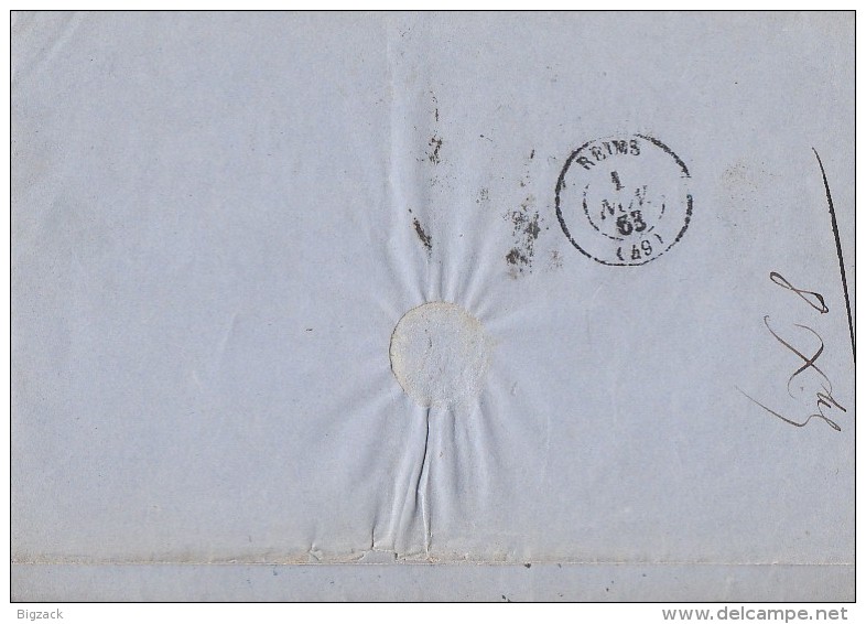 Brief Coeln Stadt-Post-Exped. 30.10.1863 Gel. Nach Reims Frankreich - Prefilatelia