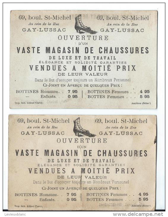 Chaussures De Luxe Et De Travail/Bd Saint Michel/ Alfred CLAREY/ 2 Chromos/ Paris/ Vers1875-1885  IM 547 - Autres & Non Classés