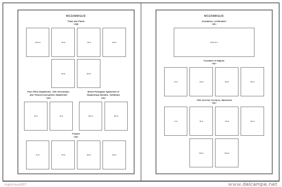 MOZAMBIQUE STAMP ALBUM PAGES 1877-2010 (607 pages)