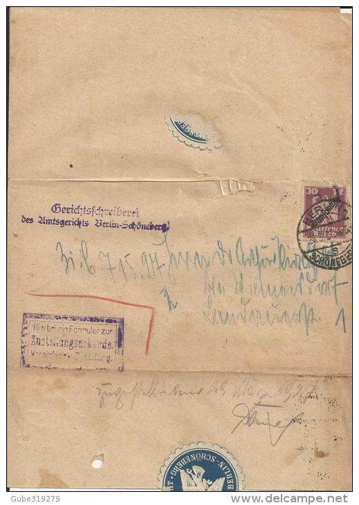GERMANY 1927 -DOCUMENT MAILED  W 1 STAMP OF + 30 PF POSTM BERLIN MAR 28,1927 REPOST3771/2 . SCAN OF INSIDE OF DOCUMENT - - Andere & Zonder Classificatie