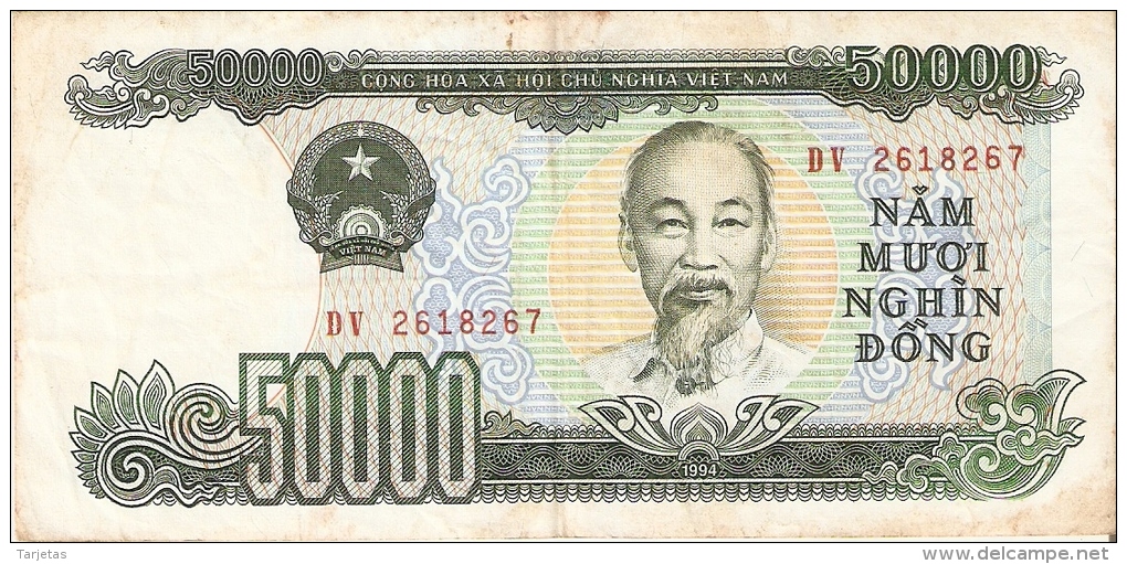 BILLETE DE VIETNAM DE 50000 DONG DEL AÑO 1994  (BANKNOTE) - Vietnam