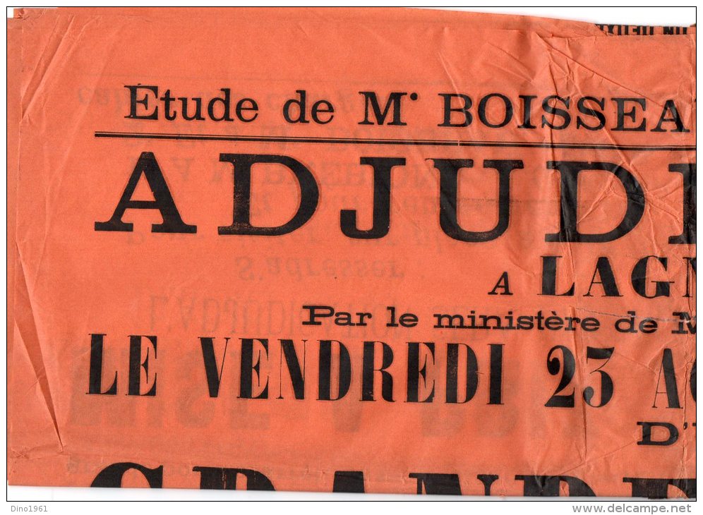 VP899 - LAGNY 1907 -  étude De Me BOISSEAU Vente D´une Maison à LAGNY Rue Saint / Denis N° 49 - Posters