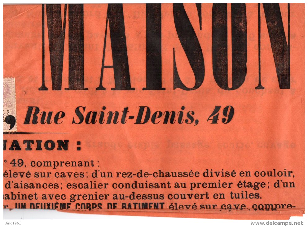 VP899 - LAGNY 1907 -  étude De Me BOISSEAU Vente D´une Maison à LAGNY Rue Saint / Denis N° 49 - Afiches