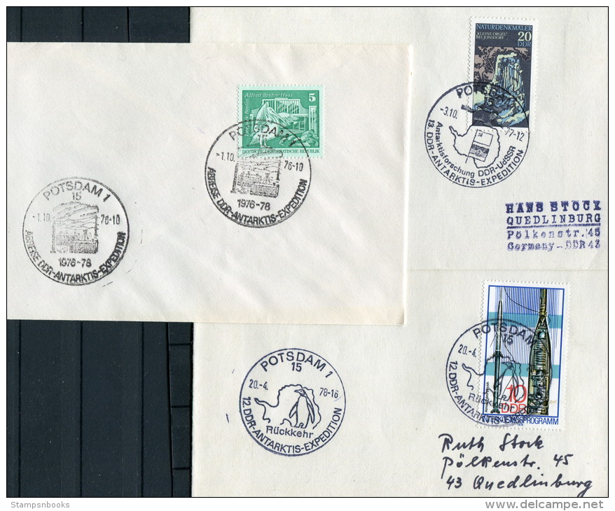 1976 - 78 Potsdam DDR Antarktis Expedition Polar Penguin X 3 Covers - Covers & Documents