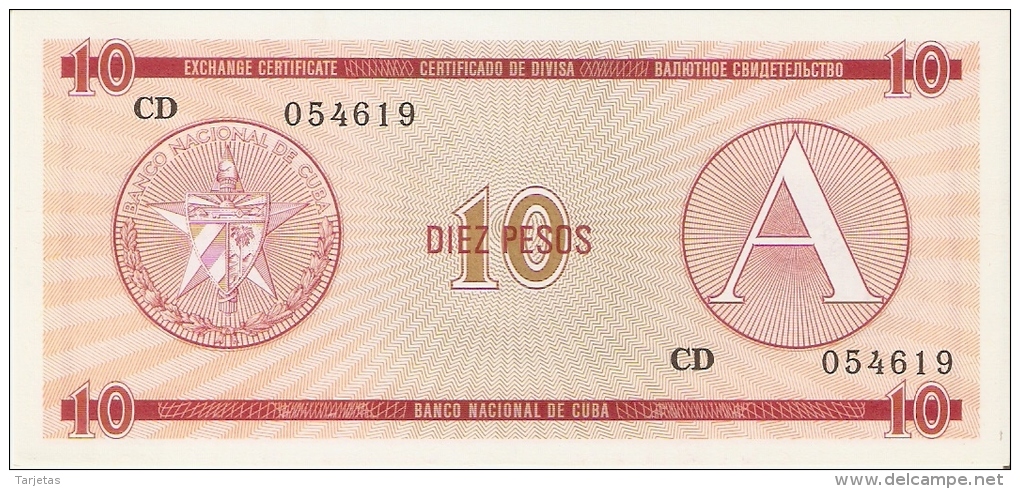 BILLETE DE CUBA DE 10 PESOS SERIE A SIN CIRCULAR-UNCIRCULATED   (BANKNOTE-BANK NOTE) - Cuba