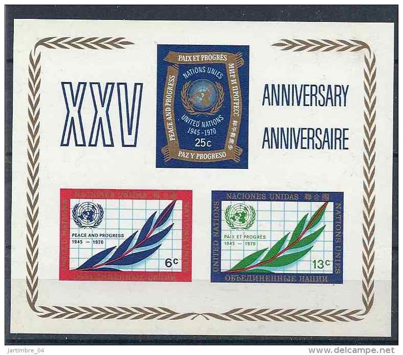 1970 NATIONS UNIES BF 5** O.N.U - Blocks & Sheetlets