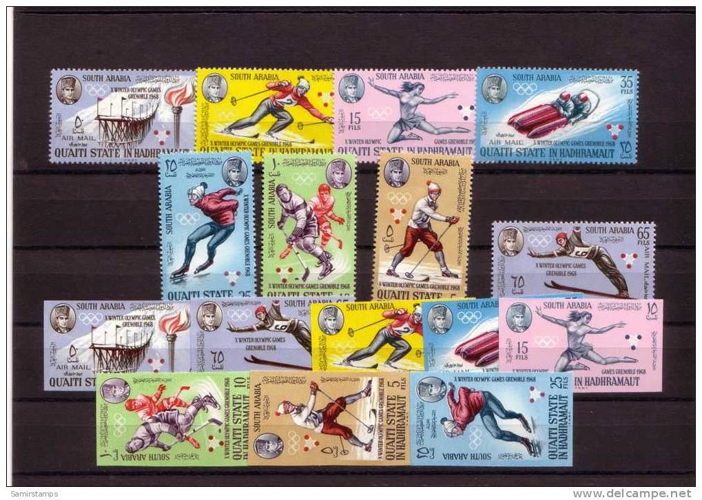 Aden Quaiti Olympic Games Grenobale-nice Winter Sports, Perf + Imperd: 16 Stamps-MNH-SKRILL PAYMENT  ONLY - Winter 1968: Grenoble
