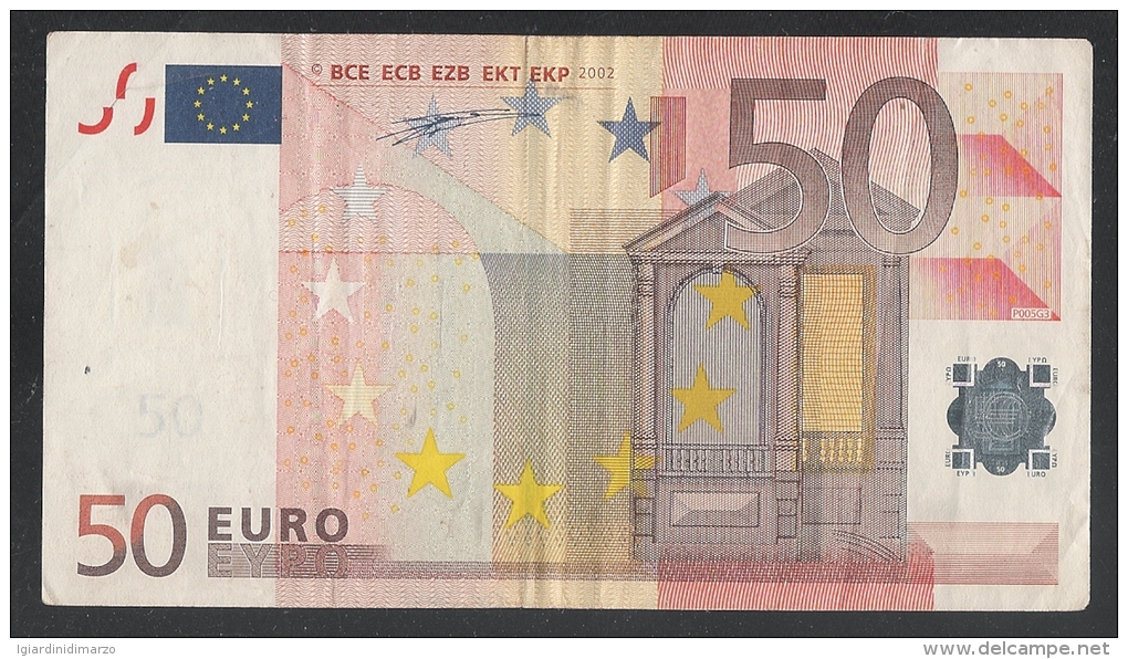 EURO - GERMANIA - 2002 - RARA BANCONOTA DA 50 EURO DUISENBERG SERIE X (P005G3) - CIRCOLATA - IN BUONE CONDIZIONI. - 50 Euro
