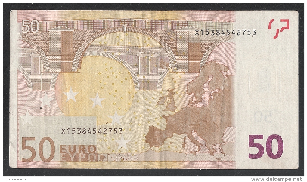 EURO - GERMANIA - 2002 - RARA BANCONOTA DA 50 EURO DUISENBERG SERIE X (P005G3) - CIRCOLATA - IN BUONE CONDIZIONI. - 50 Euro