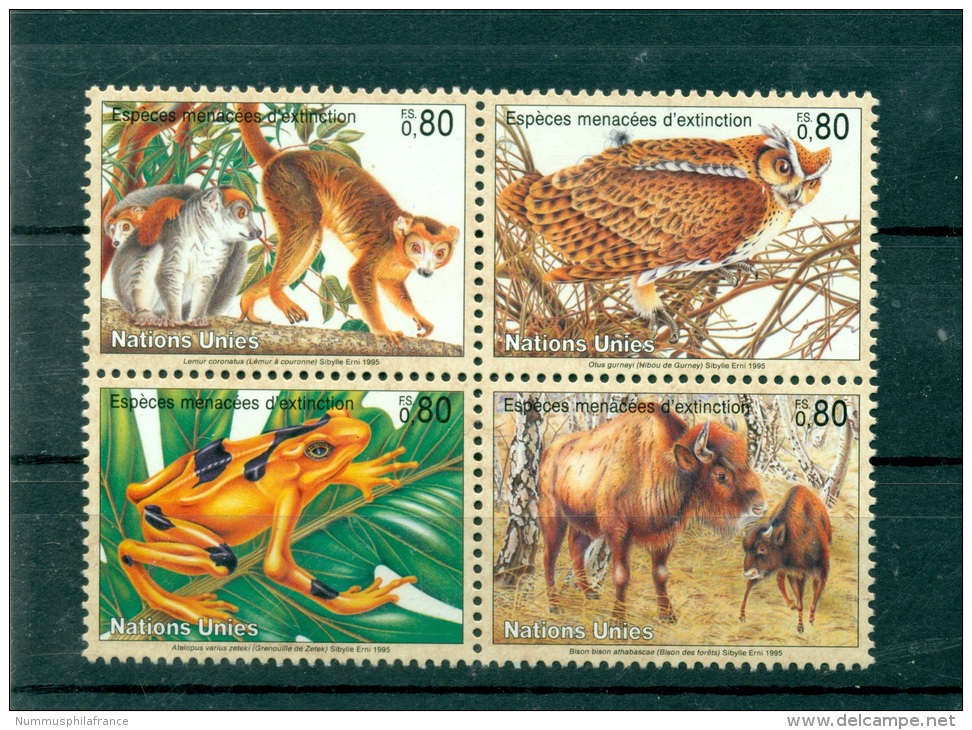 Nations Unies  Géneve 1995 - Michel N. 263/66  -  "Espèces Menacées D'extinction" - Unused Stamps