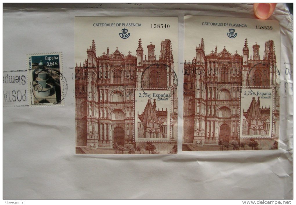 ESPANA SPAIN SPAGNA 2010 CATEDRALES DE PLASENCIA Mini Sheet Ms Used Cover Letter Postal History - Storia Postale