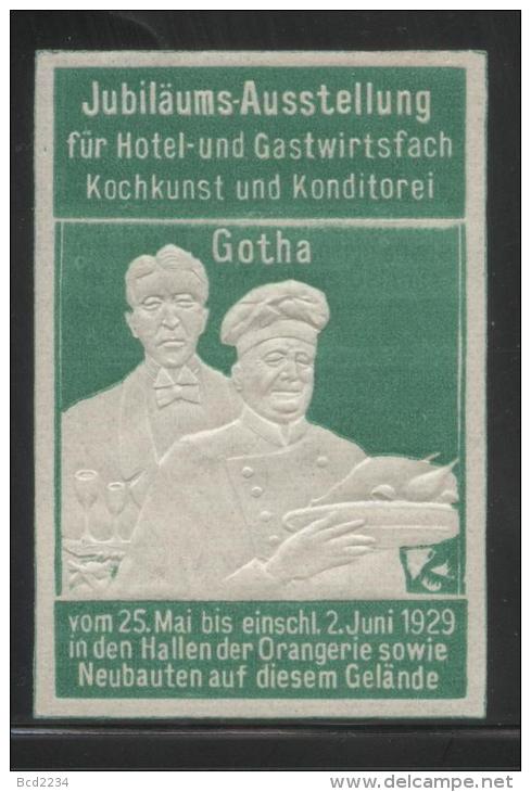 GERMANY 1929 GOTHA JUBILEE CATERING HOTEL RESTAURANT CULINARY EXPO NHM POSTER STAMP REKLAMENMARKEN ERINOPHILATELIE FOOD - Hotels- Horeca